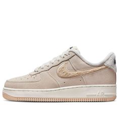 (WMNS) Nike Air Force 1 '07 SE 'Sanddrift Sherpa' DQ7583-001 (AF1/SNKR/Skate/Casual/Low Top/Women's) Athletic Shoes Nike, Beige Sneakers, Nike Air Force 1 07, Beige Style, Air Force 1 Low, Tan Suede, Stylish Sneakers, Nike Air Force 1, Skate Shoes