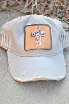 Judith March Beaded Cross Cap - Gray Judith March, Beaded Cross, New Arrivals, My Style