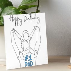 a happy birthday card with a drawing of a man holding a woman