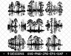 9 designs svng - png - eps - dxf trees in the water