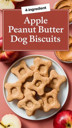 apple peanut butter dog biscuits on a plate