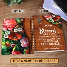 Blessed Is The Woman Who Trusts In The Lord Personalized Spiral Notebook, Christian Spiritual Gifts For Friends Christian Stuff, Ruled Paper, Bible Verse Wall Art