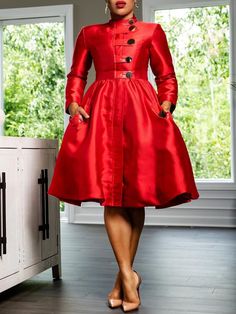 Red Dress Curvy Classy, Elegant Shirt Dress, Elegant Style Dress, Plus Size Elegant Dresses, Button Maxi Dress, Long Sleeve Bandage Dress, Fashion Stand, Phenomenal Woman, Plus Size Formal