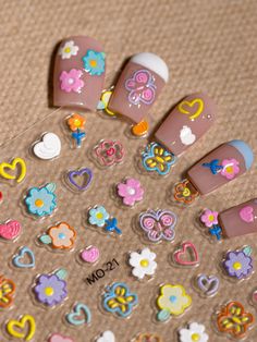 Multicolorido  Collar  PC  Adesivos autocolantes de unha completos,Adesivos de Padrão Embellished French Tip Gel Nails, Nail Patterns, Nail Art Stickers, Sticker Art, Decals Stickers, Gel Nails, Floral Pattern, Nail Art, Collar