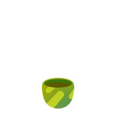 a green cup sitting on top of a white table