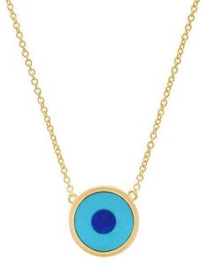 Jennifer Meyer Turquoise and Lapis evil eye necklace. 16.5" length 18k yellow gold Yellow Gold Medallion Jewelry With Evil Eye, Symbolic Evil Eye Yellow Gold Necklace, Symbolic Yellow Gold Evil Eye Necklace, Yellow Gold Evil Eye Spiritual Necklace, Blue Metal Evil Eye Necklace, Jennifer Meyer, Marissa Collections, Evil Eye Necklace, Clothing Size Chart