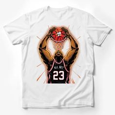 Show off your love for basketball with this eye-catching graphic T-shirt featuring a dynamic slam dunk illustration. Perfect for any sports enthusiast, this tee comes in various sizes to suit both men and women. Made with high-quality material, it offers comfort and durability for everyday wear or during game day. Ideal as a gift for basketball fans, it adds a sporty flair to any wardrobe. Whether you're hitting the courts or just hanging out, this T-shirt is sure to impress. Custom graphic T-Sh Sports Fan T-shirt With Sublimation Print For Streetwear, Sports Events Fan Apparel T-shirt With Front Print, Basketball Graphic Tee For Sports Season, Graphic Tee For Basketball Sports Season, Basketball T-shirt With Sublimation Print, Basketball Fan Apparel Tops With Sublimation Print, Basketball Graphic Tee With Crew Neck, Fan Apparel Tops With Sublimation Print For Basketball, Sublimation Print Tops For Basketball Fans