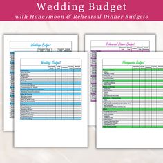 wedding budget spreadsheet with honeymoon & rereasal dinner budget