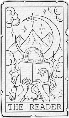 the reader tarot card is shown in black and white