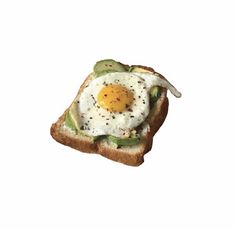 a piece of toast with an egg on it