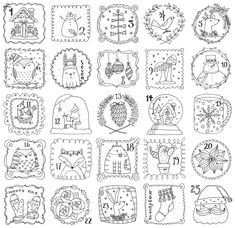 the twelve days of christmas coloring pages are shown in black and white, with an image of