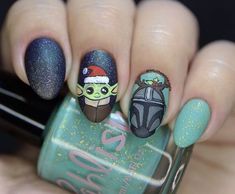 Christmas Nail Ideas - Is that what you have in mind? Act fast while all are still fresh in your mind. Visit TODAY to view more. Star Wars Christmas Nails, Disney Holiday Nails, Star Wars Navidad, Boy Nails, Star Wars Nails, Milk And Cookies For Santa, Disney Christmas Nails, Christmas Eve Plate, Disney Inspired Nails