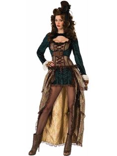 Adult Madame Steampunk Costume - costumes.com Steampunk Halloween Costumes, Steampunk Halloween, Party Fotos, Steampunk Women, Unique Halloween Costumes, Steampunk Costume, Victorian Lady, Beautiful Costumes, Outfit Black