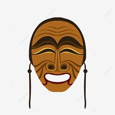 an african mask with a smile on it's face, illustration, cartoon png and psd