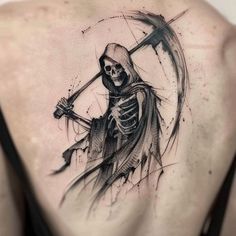 Reaper Detailed Tattoo Designs Coverup Tattoo Design For Man Arm, Once Upon A Time Tattoo, Reaper Tattoo Designs, Detailed Tattoo Designs, Tattoo Sizes, Tattoo Trash, Electric Tattoo, Skeleton Tattoo, Grim Reaper Tattoo