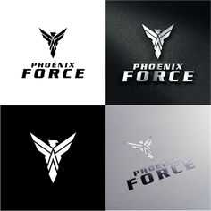 four different logos with the words,'phoenix force'and an image of a bird