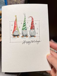 Xmas Ideas Diy, Artistic Christmas Cards, Funny Family Christmas Cards, Hand Drawn Christmas Cards, Diy Watercolor Cards, Handcrafted Christmas Cards, Cute Christmas Cards, Christmas Cards Kids, Christmas Doodles