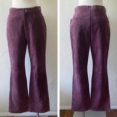 So rad! 90s - 00s NWT NEW York & Co suede pants (classic 5 pocket jeans style) Fully lined.  Tagged size 6, waist 30" rise 12" hip 38" inseam 30.5" Could fit a variety of sizes depending on desired fit.. cute fitted and mid rise or loose and low on the waist. Shown here on a small mannequin with waist 24" hip 34". 2000 Style, Small Mannequin, 5 Pocket Jeans, Suede Pants, Purple Suede, 90s 00s, Pocket Pants, Pocket Jeans, Jeans Style