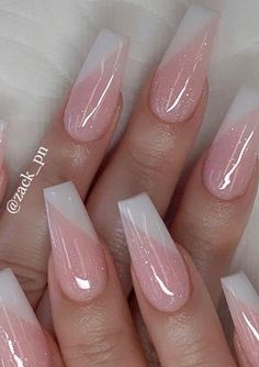 Ombre Nail Design, Ombre Acrylic Nails, White Acrylic Nails, Ombre Nail Designs, Acrylic Coffin, Acrylic Nails Coffin Short, Summer Acrylic Nails, Nail Designs Glitter, Pink Acrylic Nails