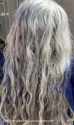 Long Grey Curly Hair Over 50, Long Gray Curly Hair Over 50, Gray Hair Frizz Control, Long Grey Hair Over 50, Hair Styles For Gray Hair, Medium Grey Hair, Long Grey Hair Styles, Frizzy Curly Hairstyles, Gray Wavy Hair