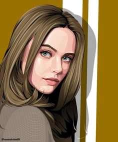 a digital painting of a woman with long hair