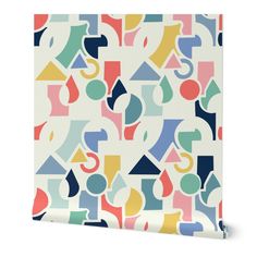 an abstract wallpaper with colorful shapes on it