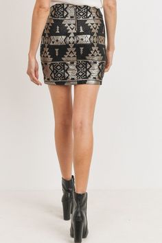 Get ready to turn heads in our ❤GYPSY LOVE-City Delight Mini Skirt. With its sleek chic designer look, you'll feel confident and stylish wherever you go. Made with high quality materials, this mini skirt is perfect for a night out on the town or a day in the city. Elevate your wardrobe and show off your fashion expertise with this must-have piece. Fabric: Immerse yourself in the luxurious feel of our premium blend—90% polyester and 10% spandex, offering both style and flexibility.⏹️ 🔷Runs True Sequence Pattern, Pattern Mini Skirt, Skirt Model, Glamorous Style, Gold Models, Wide Waistband, Skirt Pattern, Skirts For Sale, Zip Up