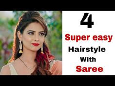 Saree Ke Sath Hairstyle, Free Hair Hairstyles For Saree, Hair Do With Saree, Hairstyle For Fancy Saree, Easy Hairstyles For Saree, Saree Hairstyles Simple Open Hair, Saree Hairstyles Simple, Hairstyles For Saree Look, Simple Everyday Hairstyles