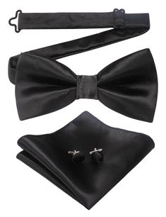 PRICES MAY VARY. Material: jacquard woven silk blend, texture is silky smooth soft. Bow tie size:2.4" (6cm) wide and 4.72" (12cm) long. Pocket square size:10 inches x 10 inches(25cm x 25cm) Package include:bow tie+pocket square+cufflinks Note:it's pre-tied bow tie, not self bow tie Refund: you can apply for a refund if you are not satisfied Brand:JEMYGINS
Package:bow tie+pocket square+cufflink
Occasions:Business, Party, Dating, ect.
Has a unique design that makes you stand out in every situation Solid Color Business Bow Tie, Elegant Bow Tie With Pocket Square As Gift, Classic Satin Business Suit And Tie Accessories, Elegant Bow Tie With Pocket Square For Formal Occasions, Black Pocket Square For Formal Occasions, Elegant Pocket Square For Black Tie And Father's Day, Black Formal Pocket Square, Elegant Black Pocket Square For Formal Occasions, Elegant Black Pocket Square For Gift