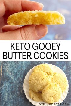 two photos with the words keto gooey butter cookies