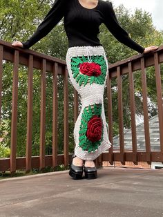 Maxi Pencil Skirt, 3d Rose, Crochet Granny, Kilt, Festival Wear, Granny Square, Pencil Skirt, Maxi Skirt, Street Wear