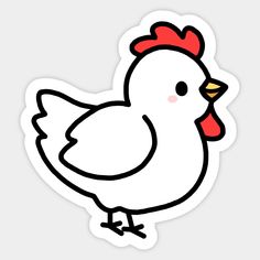 a chicken sticker with a red comb on it's head