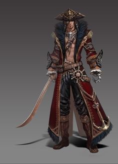 Steampunk Pirate, Male Character, 판타지 아트, 영감을 주는 캐릭터