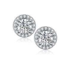 Each Earring Comes Grading Report And Report Number 1 Ct Each Screw On Back With Silicone Stopper Sterling Silver And 18k White Gold Plated Comes With Silver Polishing Cloth And Gift Bag Color Grade D Clarity Grade Vvs1 Cut Grade Excellent Classic Moissanite Earrings With Halo Setting, Classic Moissanite Earrings With Halo Design, Classic White Earrings With Halo Detail, Classic White Halo Earrings, White Gold Sterling Silver Bridal Earrings With Halo Setting, Classic Sterling Silver Diamond Earrings With Halo Setting, Classic Bridal Earrings With Halo Setting In Diamond White, Classic White Gold Earrings With Halo Setting, Silver Bridal Earrings With Halo Setting