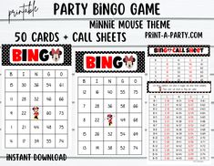 the printable party game for minnie mouse