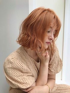 Shirt Ginger Hair, Subtle Orange Hair, Two Tone Orange Hair, Soft Orange Hair, Cool Ginger Hair, Ash Orange Hair, Light Ginger Hair Color, Soft Ginger Hair, Orange Hair Aesthetic