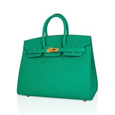 Hermes Birkin Sellier 25 bag featured in coveted Vert Jade.Lush with Gold hardware.This exquisite bag is modern and minimalist.A sleek pared down version that exudes chic sophistication.Epsom leather and the signature sellier edges create a work or art.NEW or NEVER .Comes with the lock and keys in the clochette, sleepers, signature Hermes box.Mightychic shares your passion for exquisite and whimsical Hermes creations and provides you access to that one single item, or to build a superior collection with discreet personal service.final sale BAG MEASURES:LENGTH 25cm / 9.75" TALL 18 1/2cm / 7.25"DEEP 13cm / 5.25" HANDLES:TALL 3" CONDITION:NEW or NEVER Will be delivered with Box, dust bag, card, booklet and receipt Exchange Accepted in this cases :/p> Hermes Birkin Sellier, Birkin Sellier, Hermes Birkin 25, Hermes Box, Birkin 25, Royal Jewels, Hermes Birkin, New Bag, High Quality Leather