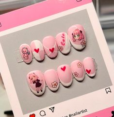 Anime nails Nail sticker may vary due to limited quantity Roses Anime, Anime Nails, Acrylic Press On Nails, Nail Sticker, Spy X Family, Nails Nail, Anime Kawaii, Nail Stickers, Pink Nails