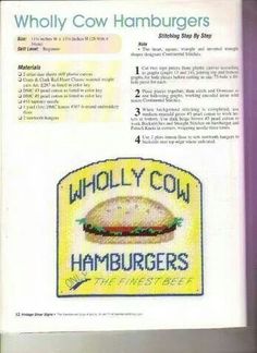 an advertisement for a hamburger restaurant with the words wholly cow hamburgers written on it