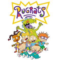 the rugrats cartoon character with their heads in the air and surrounded by other characters