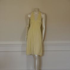 Dvf Theo Dress In Yellow/Ivory. A Simple Chic Dress For Summer. 80% Acrylic/20% Lyocell Dry Clean Imported Yellow Viscose Spring Dress, Cream Viscose Day Dress, Fitted Beige Rayon Dress, Cream Silk Mini Dress For Summer, Summer Cream Silk Mini Dress, Cream Rayon Dress For Spring, Spring Cream Rayon Dress, Cream Viscose Dress For Summer, Simple Chic Dress