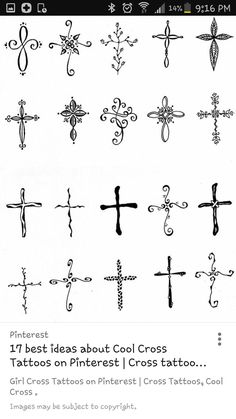 the cross tattoo design is shown on an iphone screen, and it appears to be in black and white