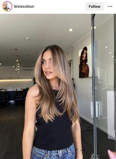 Think Hair Haircuts Long, Bixie Colour Hair, Bixie Colour, Balayage Brunette To Blonde, Blended Balayage, Long Hair Highlights, Colour Hair, Brown Hair Inspo, Brunette Hair With Highlights