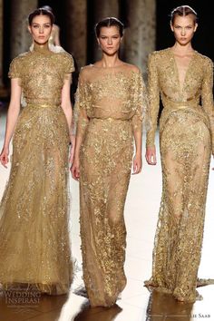 Elie Saab Fall/Winter 2012-2013 Couture Gold Dresses, Gold Bridesmaid Dresses, Glam Chic, 파티 드레스, Fashion 2015, Couture Wedding