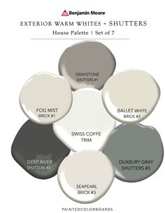 the different shades of paint that are available for each room in this house, including white and