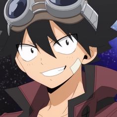 an anime character with goggles on his head