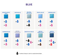 the different shades of blue and pink are shown in this graphic diagram, with each color being