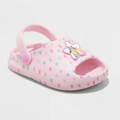 Playful Plastic Slip-on Sandals, Playful Synthetic Slippers For Summer, Playful Slip-on Flip Flops For The Beach, Playful Summer Synthetic Slippers, Cute Slide Sandals In Eva, Cute Slide Sandals With Eva Material, Cute Eva Slide Sandals, Cute Non-slip Slide Flip Flops, Playful Non-slip Sandals