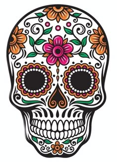 a sugar skull with flowers on it