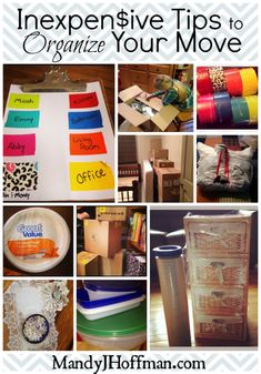 many different items are shown in this collage with the words, tips to organize your move